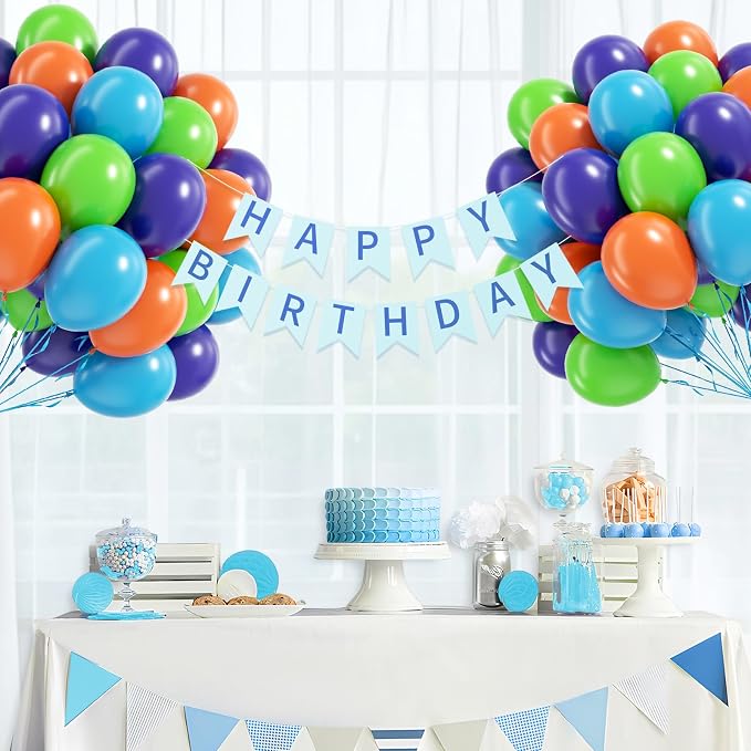 60pcs 12inch Blue and Orange Balloons - Image 7