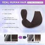 Dark Brown Clip in Hair Extensions Real Human Hair Invisible Seamless Remy Human Hair Clip in Extensions for Women 20Inch 105g, 8pcs Per Set with Double Weft