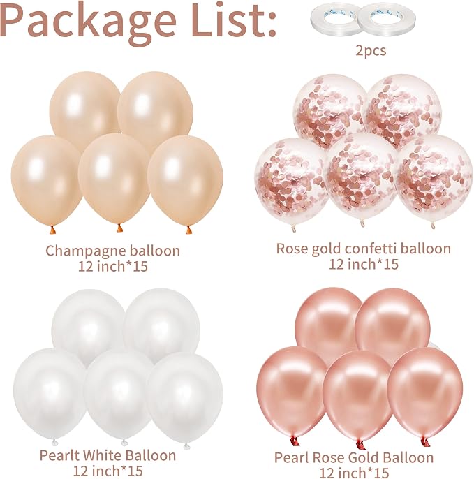 Rose Gold Balloons, Baby Shower, Engagement, Bridal Shower, Princess Party - Image 2