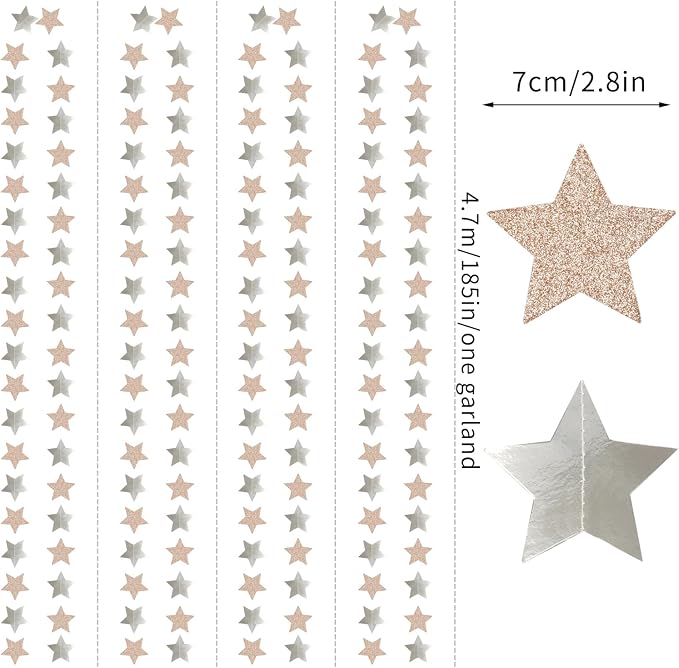 Champagne Glitter-Silver Party-Decorations Birthday Garland - 62ft Twinkle - Image 2