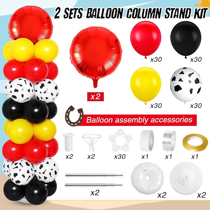 Hungdao 2 Sets Western Cowboy Cowgirl Themed Balloon Column Stand Kit Cartoon - Image 3
