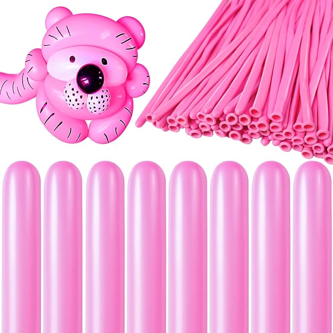260 Pink Long Balloons for Balloon Garland Thickening Skinny Latex Twisting by Kawkalsh