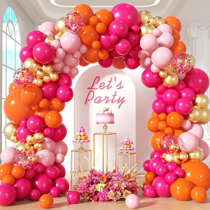 Pink and Orange Balloon Arch Kit by Leraqertra