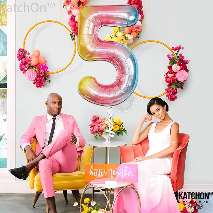 KatchOn Rainbow Number 5 Balloon 40 Inch - Image 6