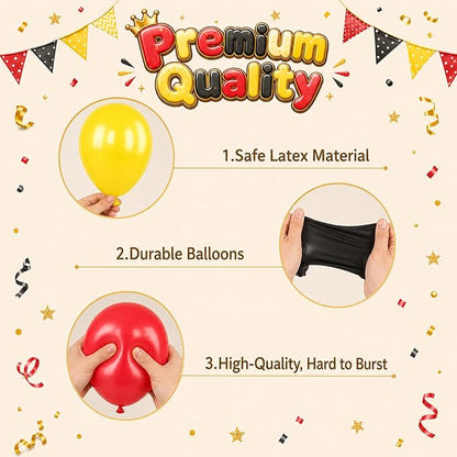 Red Yellow Black Balloons, 12 Inch Yellow Red Black Latex Balloons - Image 3