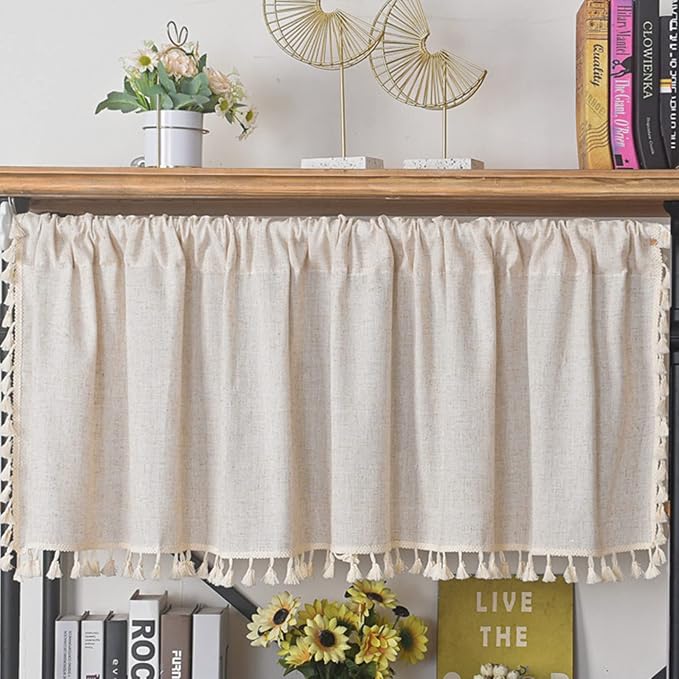 Sutuo Home Boho Sheer Curtain Valance Tier Cotton Linen - Image 7
