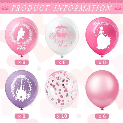 Civaner 48 Pieces Princess Balloons Bulk 12 Inch Pink Princess Themed Party - Image 2