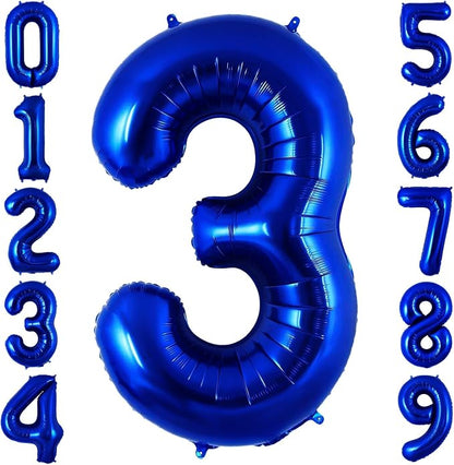 Navy Blue 3 Balloon Number, 40 Inch Number 3 Balloon Big Dark Blue 3 Foil Mylar by BBPOOL