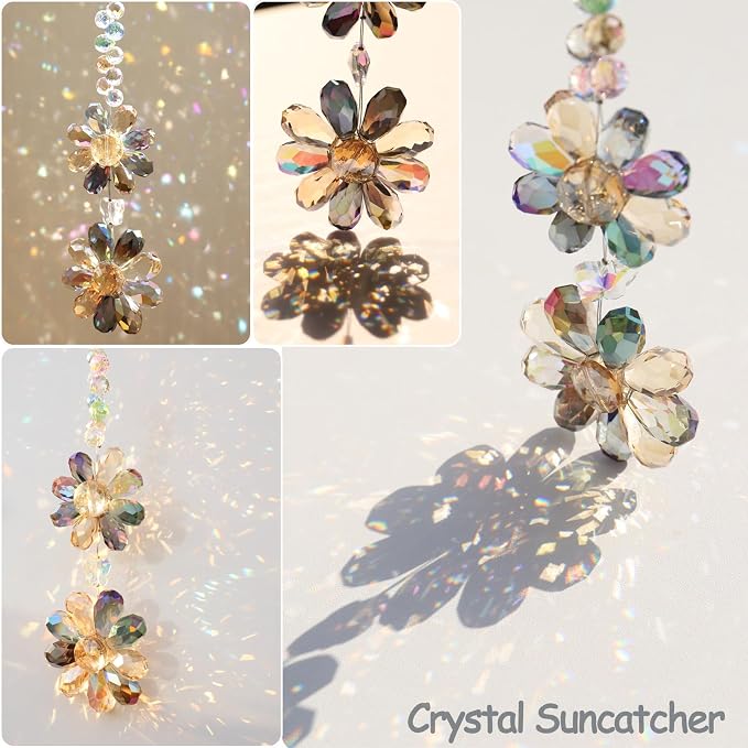 Crystal Flower Suncatcher Hanging Ornament, Rainbow Maker Window Sun Catcher - Image 7
