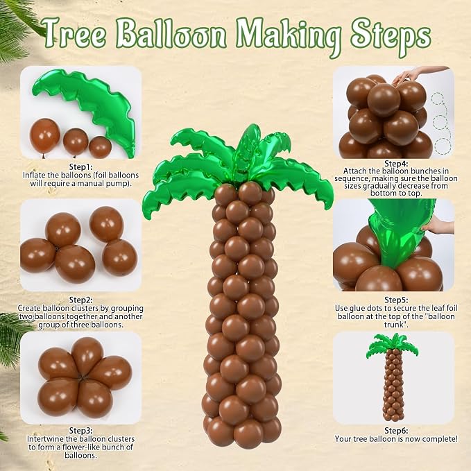 176pcs Tropical Luau Balloon Arch Kit in Pink Green Gold Orange Teal Yellow | - Image 5