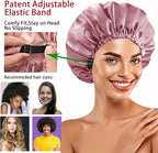 2Pcs Satin Bonnet Silky Bonnets Hair Bonnet For Sleeping Double Layer Curly Hair Sleep Cap Womens Silk Night Hats