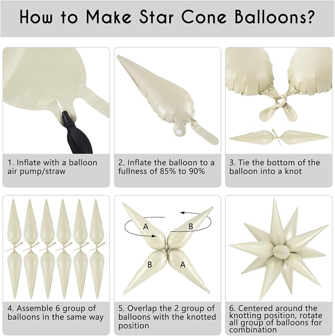72 Pcs Star Balloons Foil Explosion Balloons Magic 12 Point Star Cone Balloon - Image 7