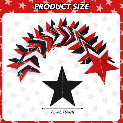 BEISHIDA 6Pcs Black Red and White Glitter Star Garland Decor Twinkle Star - Image 3