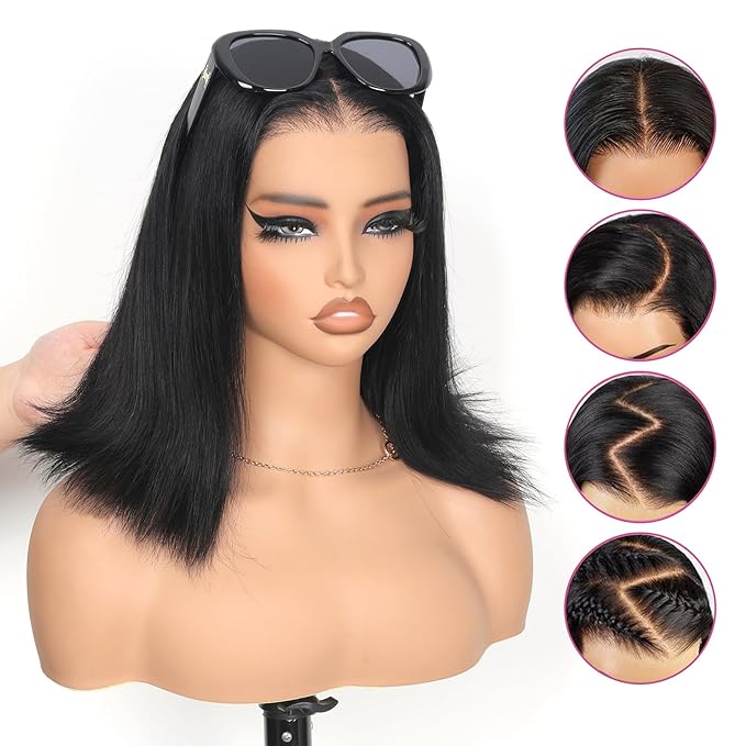 210% Density Lace Frontal Bob Wig Human Hair 12A Brazilian Virgin 9x6 Glueless Wigs Human Hair Pre Plucked Pre Cut HD Transparent Lace Wigs 12 Inch