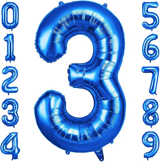 OFFCUP Number 3 Balloons 40 Inch, Big Jumbo Number Balloon Celebration Party by OFFCUP