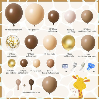150PCS Neutral Brown Balloons Garland Arch Kit Different Size Nude Balloons | - Image 2