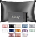 Blissy Silk Pillowcase - 100% Pure Mulberry Silk - 22 Momme 6A High-Grade Fibers - Silk Pillow Cover for Hair & Skin - Regular, Queen & King (Gray, Standard)