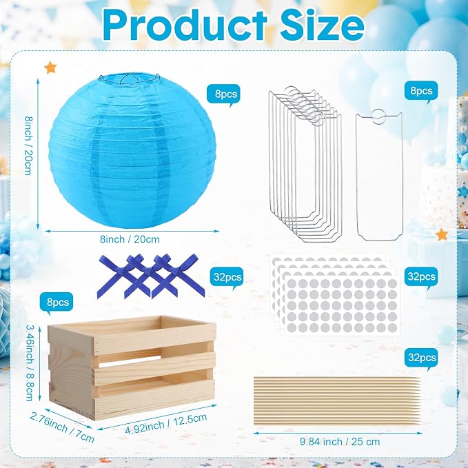 Gerrii 8 Sets Blue Hot Air Balloon Table Centerpieces, DIY Hot Air Balloon Decor - Image 4