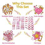 Pink Hair Clips Set for Women Styling 50pcs Bulk Barrettes Snap Hair Clips Ties Duck Bill Clip Metal Alligator No Crease Clip Bows Y2K Cute Bangs Hairclips Accessories (Pink)