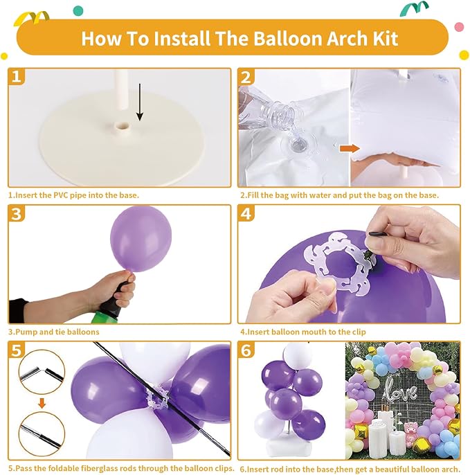 RUBFAC Balloon Arch Kit, 8ft Tall & 9ft Wide Adjustable Balloon Arch Frame Stand - Image 5