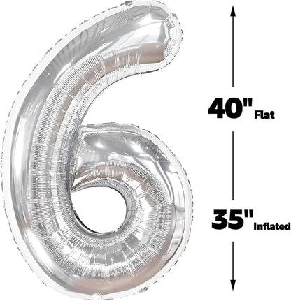 40 Inch Silver Mylar Foil Number 26 Birthday Balloon, Digital Balloons - Image 3