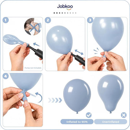 Jobkoo Dusty Blue Balloons, 12 Inch Slate Fog Pale Blue Aqua Latex Balloon | - Image 5