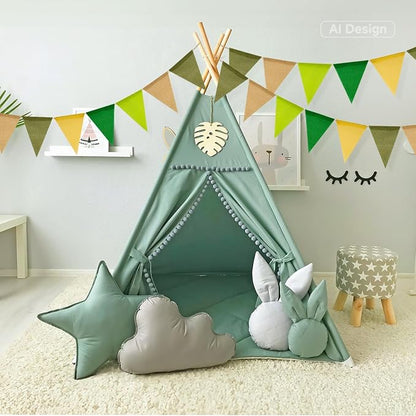 G2PLUS Pre-Strung Burlap Pennant Banner, 65Ft Sage Green and Yellow Triangle - Image 6