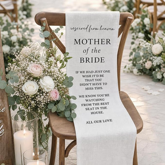 HunnmingRe Bride Mother Wedding Memorial Reserved Chair Sign Banner in Loving by HunnmingRe