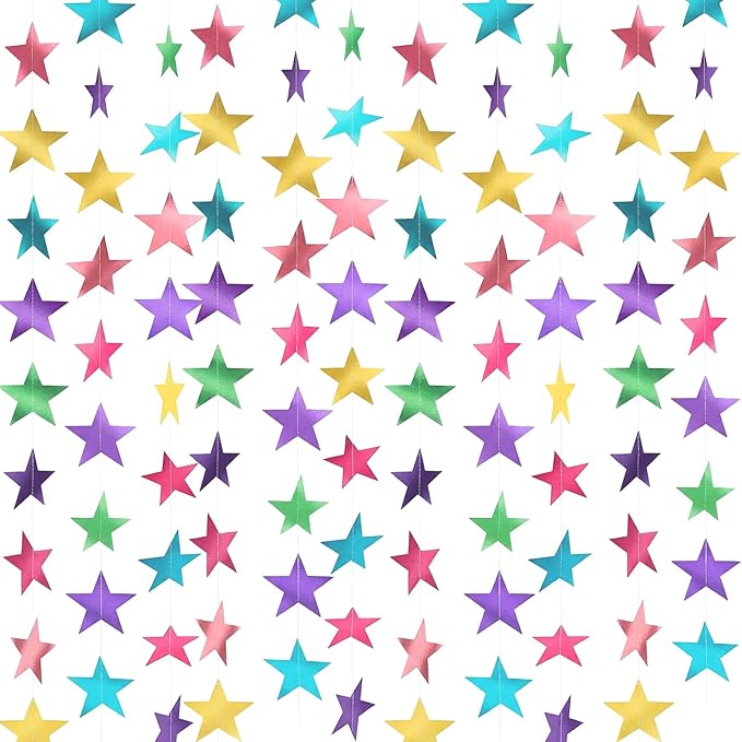 Spakon 65 Feet Glitter Star Paper Garland Banner Hanging Decoration Star by Aranorun