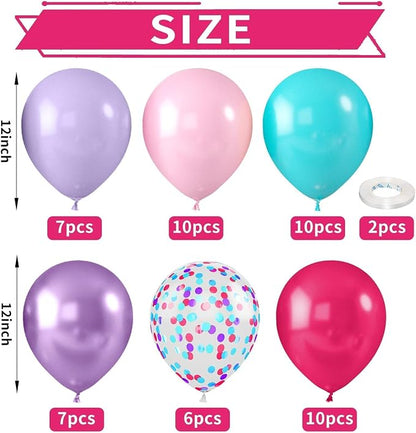 Metallic Chrome Purple Pearl Pink Maca Teal Blue Latex Balloons - Image 2
