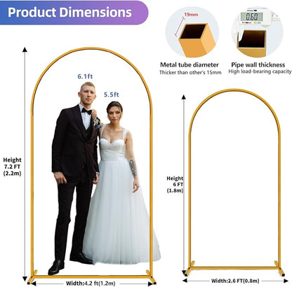 Hemmotop Metal Arch Backdrop Stand Set of 2, 7.2ft and 6ft | Pieces are Labeled - Image 3