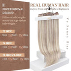Ve Sunny Human Hair Clip in Extensions Ash Blonde Highlight Bleach Blonde Real Human Hair Extensions Clip ins for Thick Hair 120g 7pcs 14inch