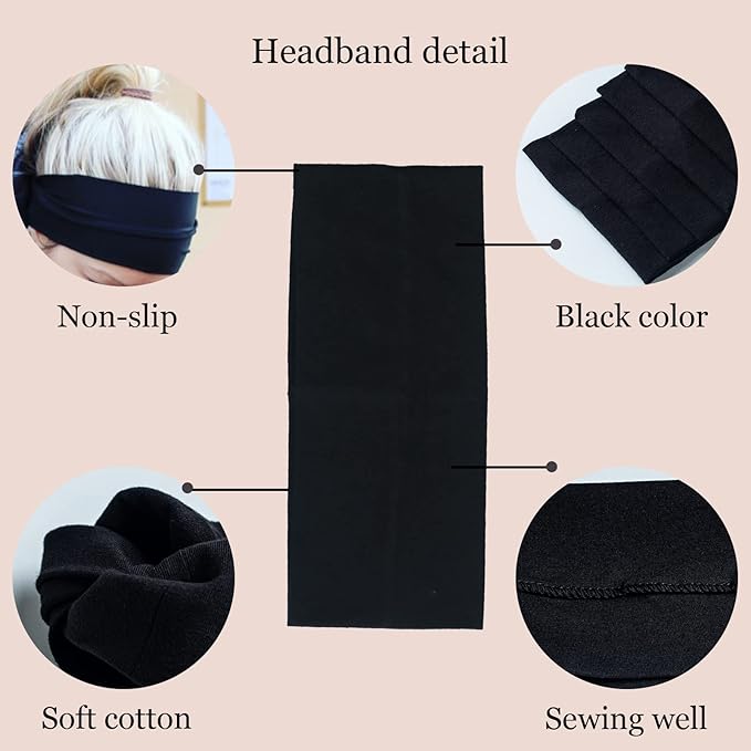 Headbands for Women 3 Pcs Wide Cotton Headband Non-slip Stretchy Elastic Head Wrap Holder Hair Accessories