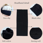 Headbands for Women 3 Pcs Black Wide Cotton Non-slip Stretchy Elastic Head Wrap Holder Hair Accessories