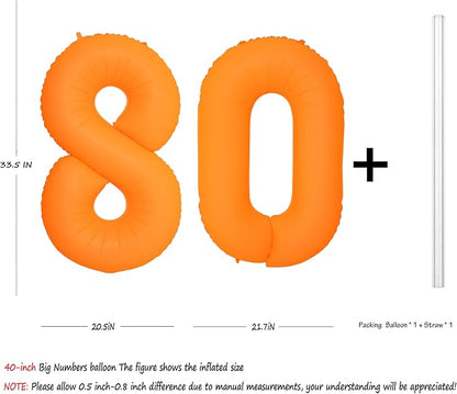 Orange Birthday Number 80 Balloon 40IN Fluorescent Orange 80 Balloon | - Image 2