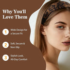 Ivyu 2 Pack Wide Leopard Headbands for Women, Non-Slip Elastic Hair Bands Soft Fabric Head Band for Daily Wear, Makeup, Travel Fashion Hair Accessories for Girls