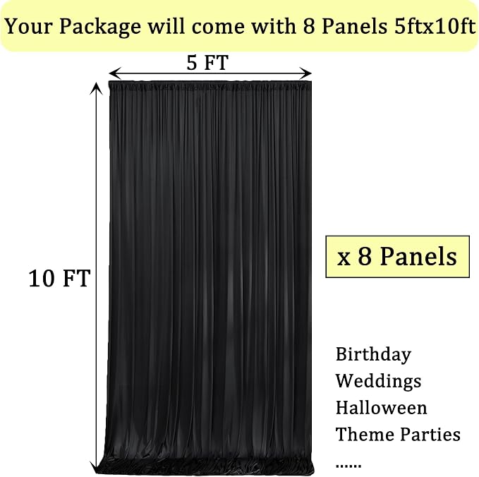 40ftx10ft Wrinkle Free Black Backdrop Curtain - Image 7