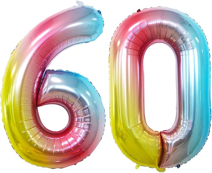 Number 60 Balloons for 60th Birthday Party Decorations, 42 Inch Jumbo Foil by GOER