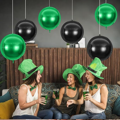 6Pcs Black Green Round Foil Balloons, Giant 4D Round Ball Balloon, 22 Inch - Image 4