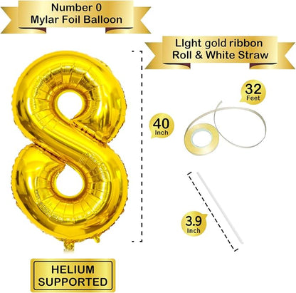 40 Inch Gold Number Balloons, Helium Mylar Foil Number Balloons - Image 2