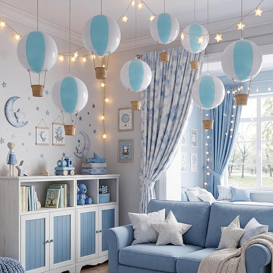 8 Sets Hanging Hot Air Balloon Decoration from Ceiling 12 Inch PVC Lanterns by Unknown
