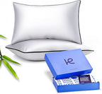 Kickoff Viscose Bamboo Pillowcase, King, Set of 2, 100% Organic Hidden Zippered Viscose Bamboo Pillow Case King Size, Cooling Pillow Cover for Hot Sleepers (20"x40", Trimmed, Onyx Black)