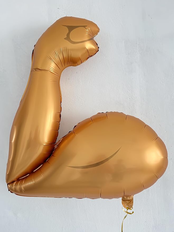 7Pcs Gym Birthday Party Decorations/Gold Bicep Muscle Balloon + Mini Dumbbell - Image 3