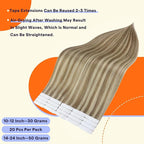 Full Shine Tape in Hair Extensions 20 Inch Natural Remy Hair Extensions 50 Gram Color 16 Highlight 22 Blonde Double Sided Tape Hair 20 Pcs Real Human Hair Tape in Extensions for Women