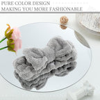 3 Pieces Towel Headbands for Women Makeup Headband for Washing Face Makeup Spa Headband, Microfiber Bowtie Shower Headband for Women (Light Gray)