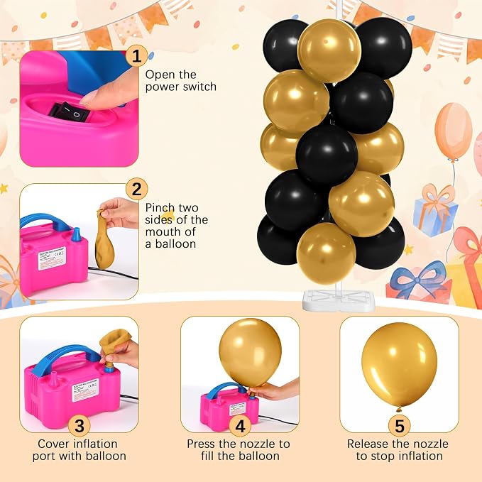 Blueweenly 2 Sets Balloon Column Stand Kit and Electric Balloon Pump Adjustable - Image 6