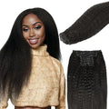 Lashey Seamless Clip in Hair Extensions Human Hair 150g 9pcs 20 Inch Kinky Straight Natural Black Real Human Hair Clip in Hair Extensions with Soft PU Weft
