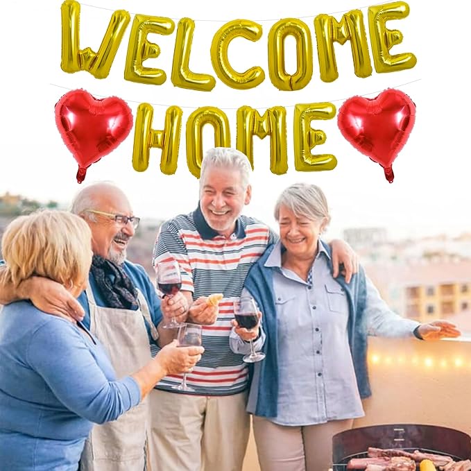 TONIFUL 16 Inch Gold WELCOME HOME Foil Letter Balloons Banner Decorations | - Image 4