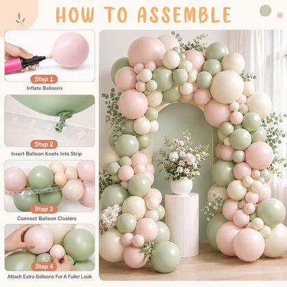 122PCS Pink and Green Balloon Arch Garland Kit - Image 3