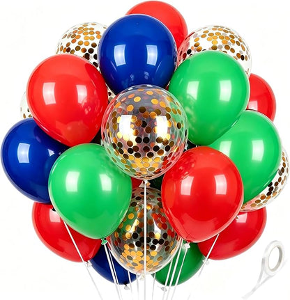 Red Green Blue Balloons 60Pcs 12 Inch Confetti Latex Balloon by Kelfuoya